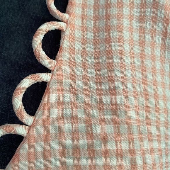 Vintage Kathy Lee peach gingham midi loop details cute corset tie in back - Picture 2 of 6